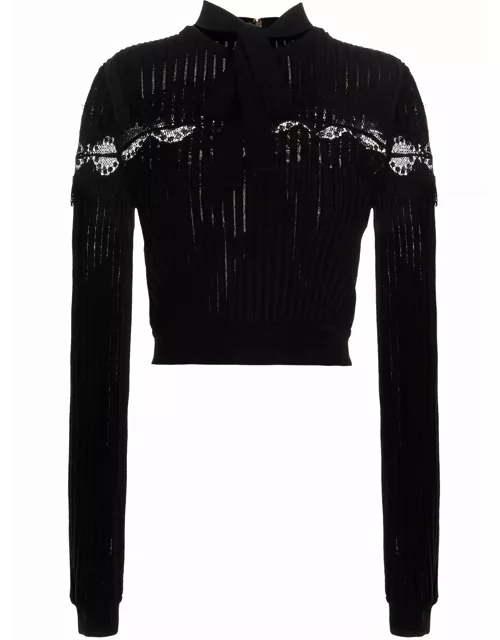 Elie Saab Bow Lace Sweater Top