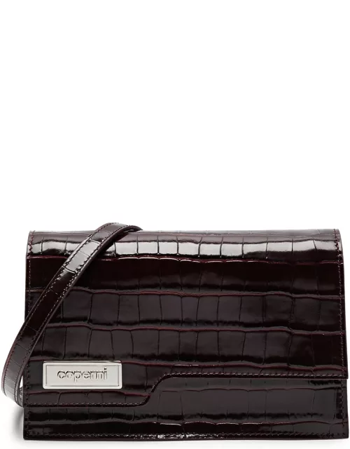 Coperni Folder Mini Crocodile-effect Leather Cross-body bag - Brown