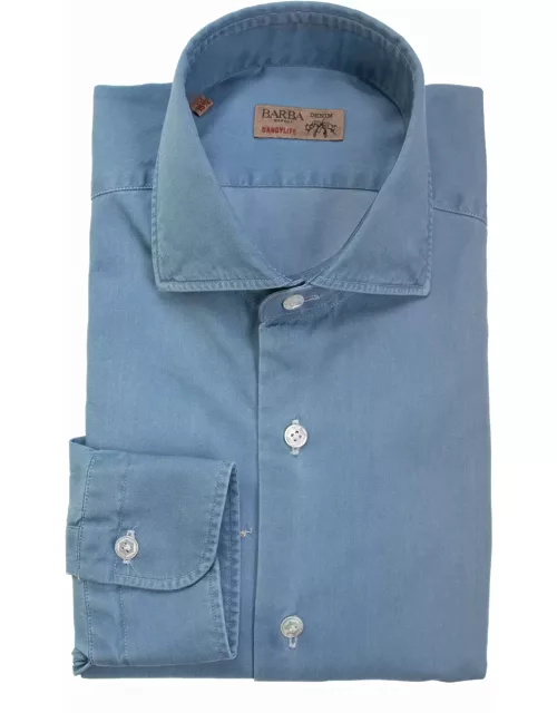 Barba Napoli Denim Blue Long-sleeved Shirt