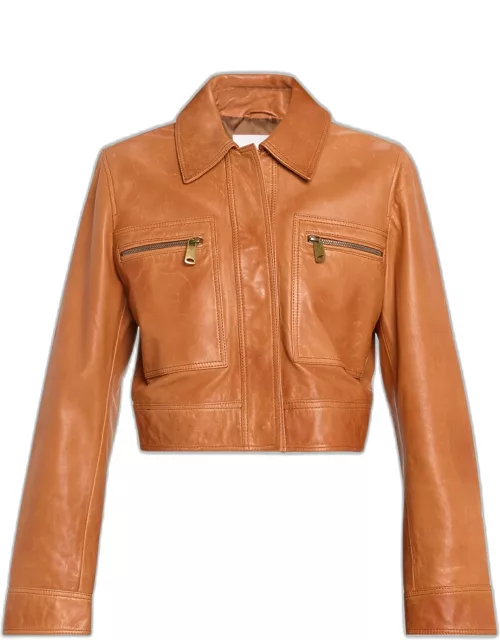 Fitted Leather Moto Jacket