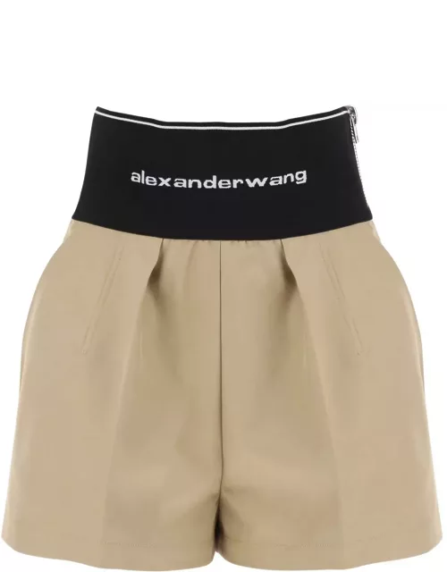 ALEXANDER WANG Cotton and nylon shorts with branded waistband