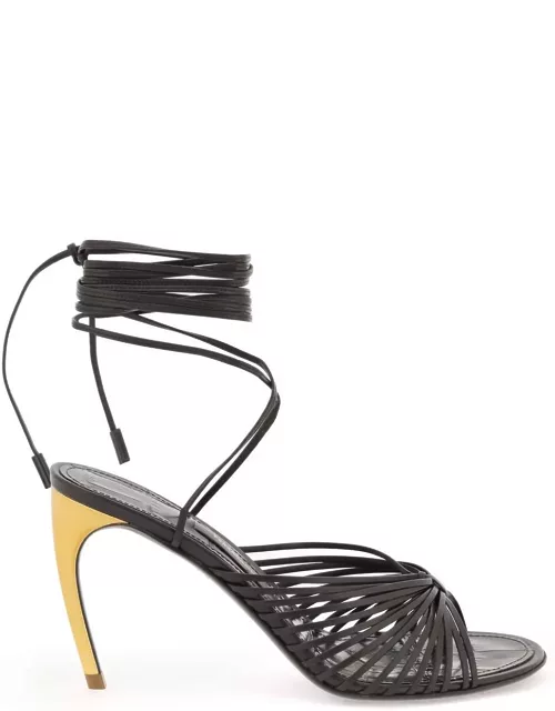 FERRAGAMO curved heel sandals with elevated