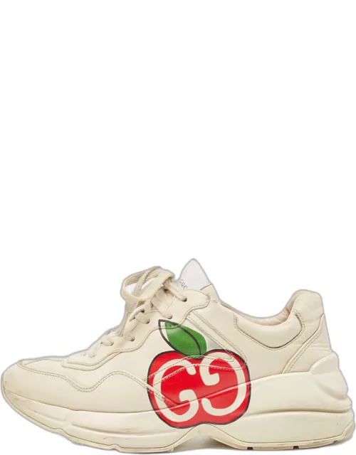 Gucci Cream Leather GG Apple Rhyton Sneaker
