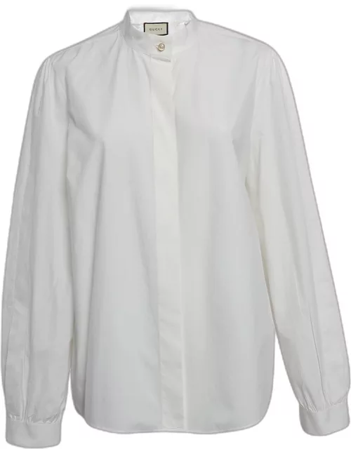 Gucci White Cotton Fly Front Long Sleeve Shirt