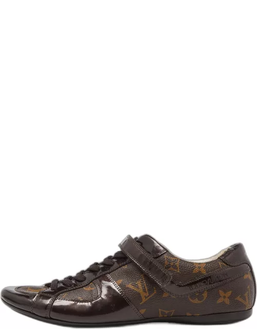 Louis Vuitton Brown Monogram Canvas and Patent Leather Gloe Trotter Sneaker