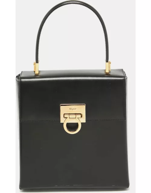 Salvatore Ferragamo Black Leather Gancini Top Handle Bag