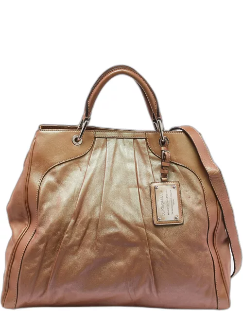 Dolce & Gabbana Metallic Pleated Leather Miss Brooke Bag