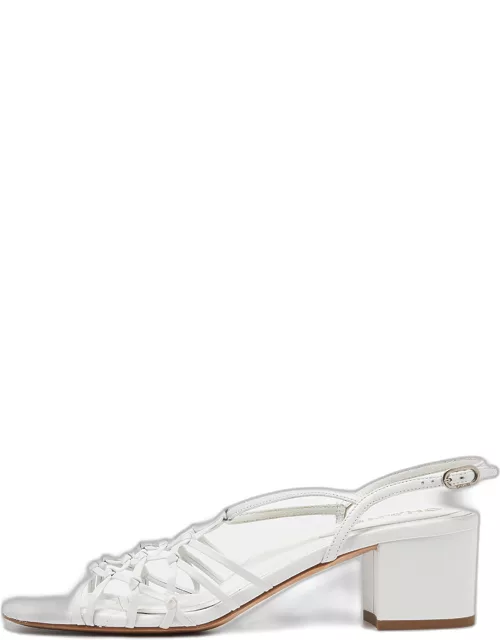 Chanel White Leather Slingback Sandal