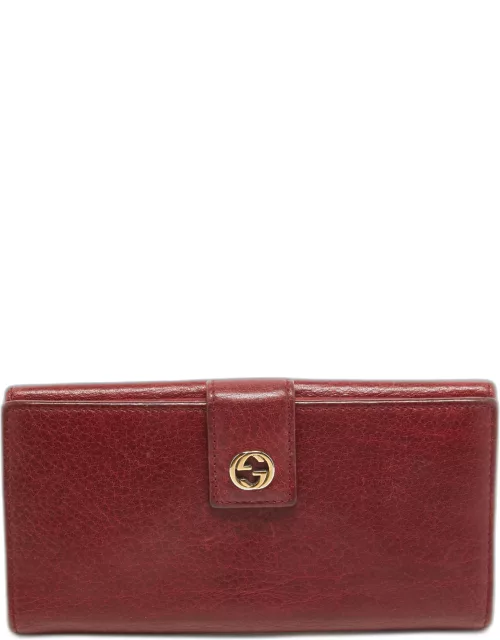 Gucci Red Leather Interlocking G Continental Wallet