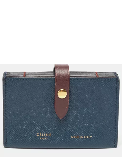 Celine Blue/Burgundy Leather Accordion Card Holder