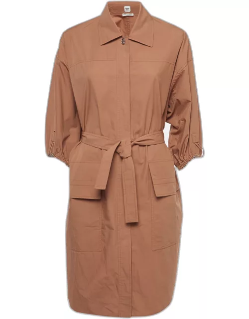Hermès Light Brown Cotton Belted Short Dress