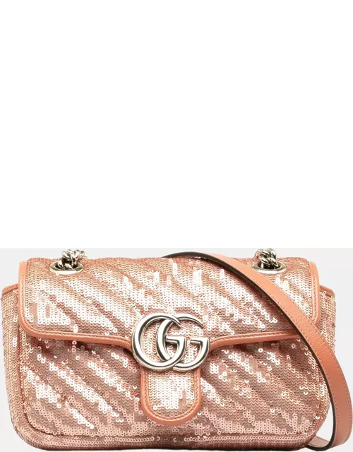Gucci Pink Mini Sequin Marmont Matelasse Crossbody Bag