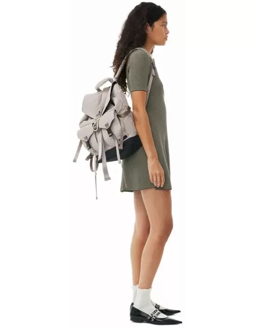 GANNI Light Grey Tech Backpack in Oyster Grey Recycled Polyester Women'