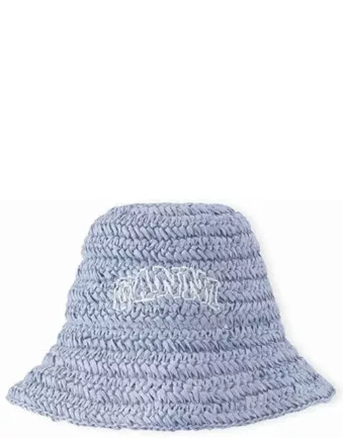 GANNI Summer Straw Hat in Blue Paper Women'
