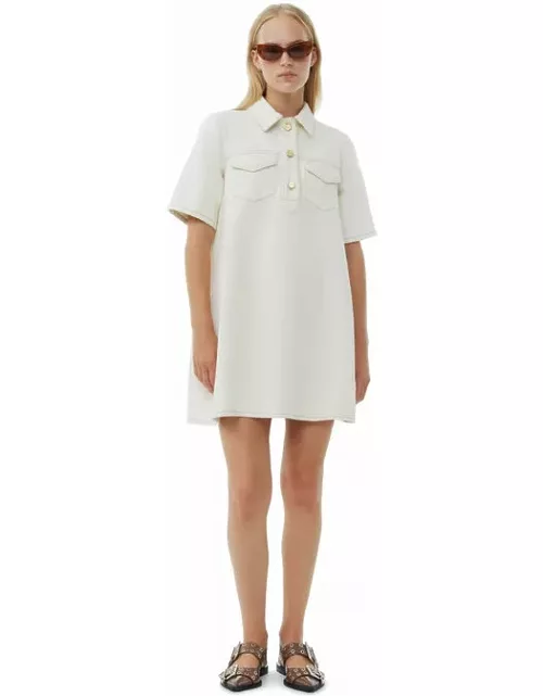 GANNI Heavy Denim Mini Dress in White
