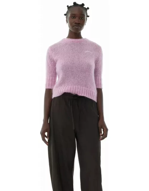 GANNI Lilac Mohair O-neck Sweater in Lilac Sachet