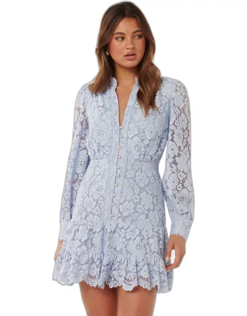 Forever New Women's Evie Lace Mini Dress in Faded Cornflower