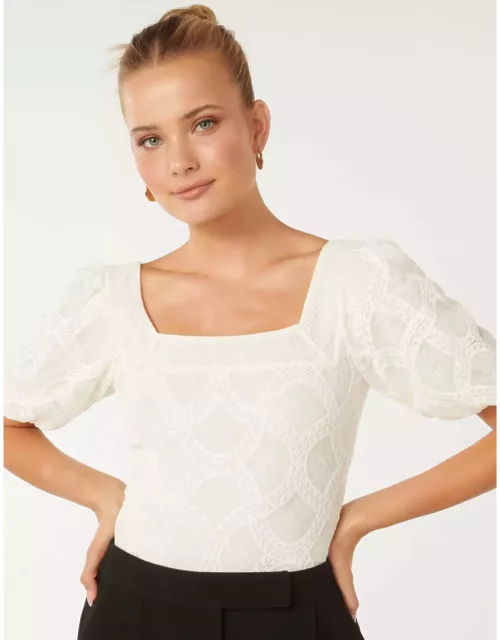 Forever New Women's Rosemary Lace Square-Neck Top in Porcelain