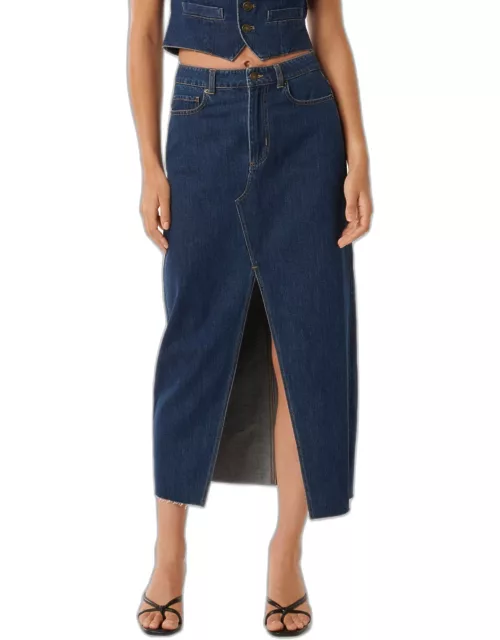 Forever New Women's Dallas Midaxi Denim Skirt in Mid Wash Co-ord