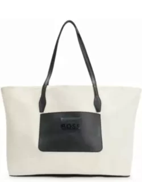 NAOMI x BOSS leather-trimmed shopper bag with detachable pouch- White Women's Shoulder bag