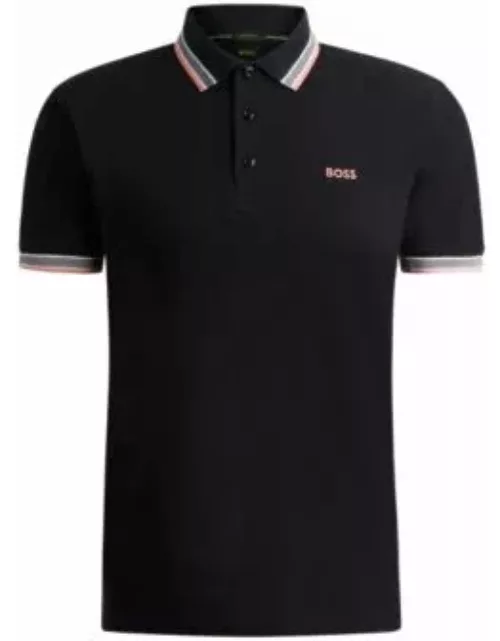 Polo shirt with contrast logo details- Black Men's Polo Shirt