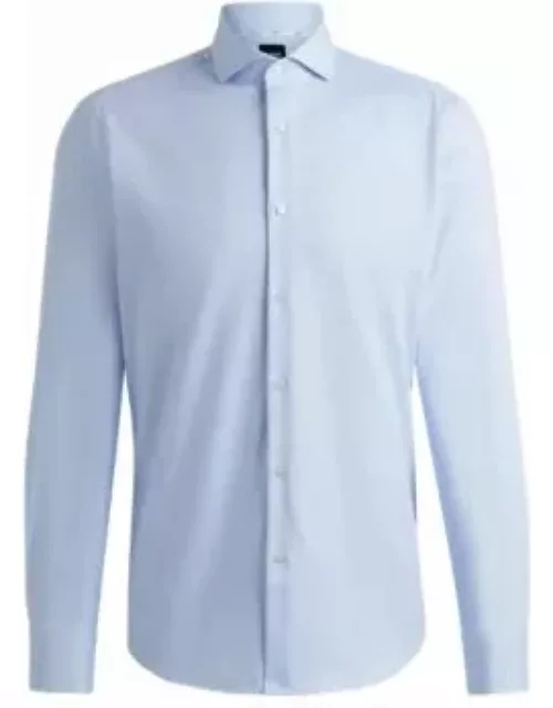 Regular-fit shirt in structured easy-iron stretch cotton- Light Blue Men's Shirt
