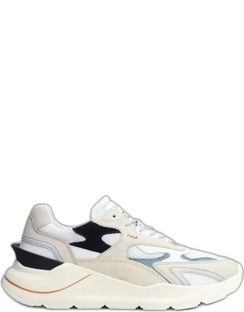 D.A.T.E. Fuga Sneakers In White Leather And Fabric