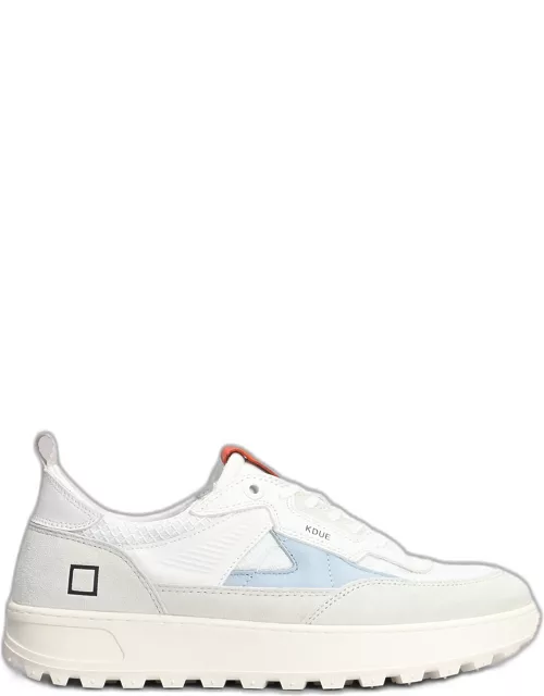 D.A.T.E. Kdue Sneakers In White Leather And Fabric