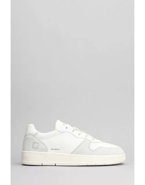 D.A.T.E. Court Sneakers In White Suede And Leather