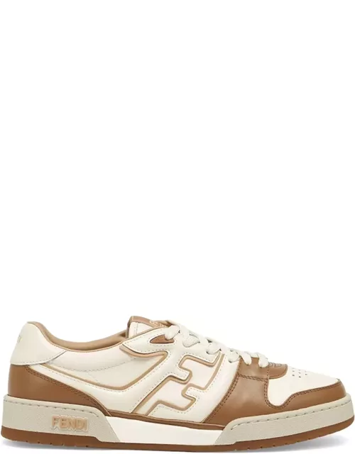 Fendi Low Top Sneaker In Brown Leather