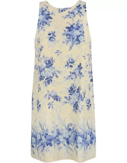 TwinSet Floral Print Linen Blend Dres