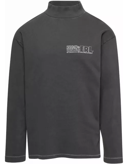 ERL Grey Pullover With Printed Logo In Cotton Unisex