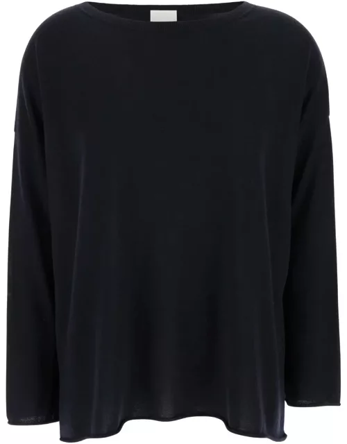 Allude Blue Pullover With Boart Neckline In Wool Woman