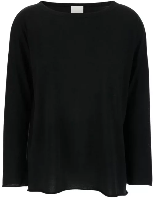 Allude Black Pullover With Boart Neckline In Wool Woman