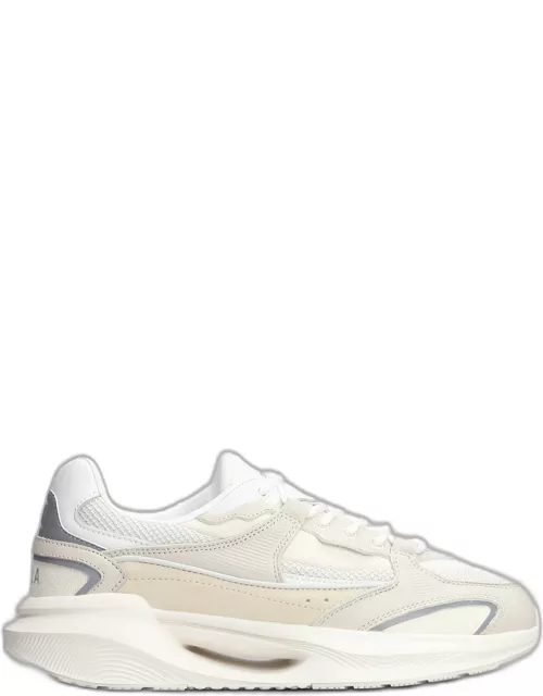 D.A.T.E. Vela Sneakers In Beige Leather And Fabric