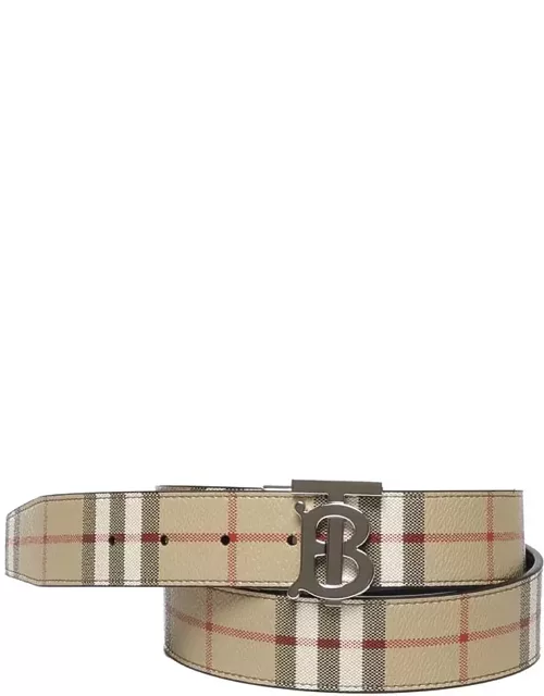 Burberry Tb Buckled Check Belt