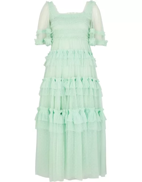 Needle & Thread Peaches Ruffled Tulle Dress - Mint - 10 (UK10 / S)