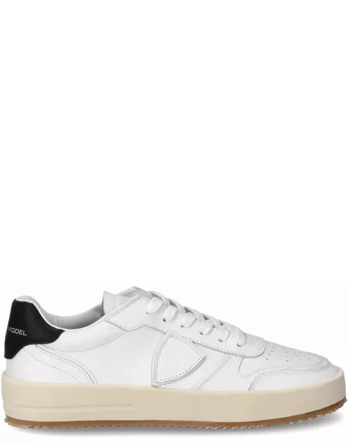 Philippe Model Nice Low-top Sneakers In Leather, White Black
