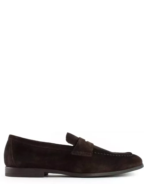 Doucal's Penny Loafer In Brown Suede