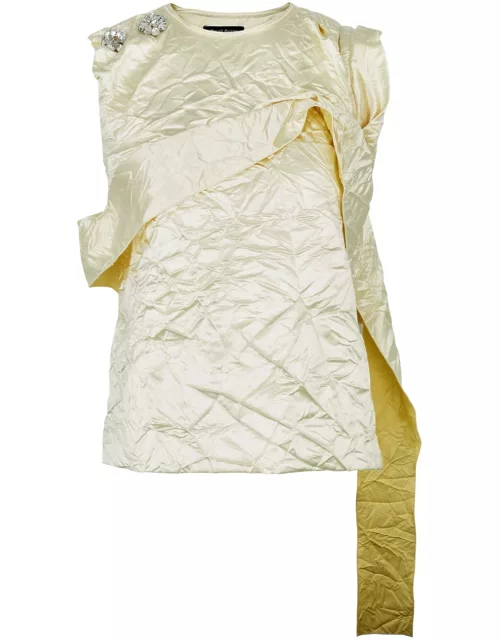 Meryll Rogge Embellished Crinkled Satin top - Off White - 38 (UK10 / S)