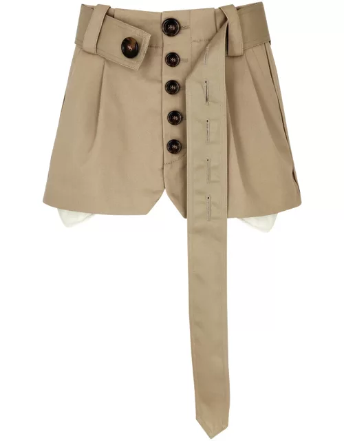 Meryll Rogge Belted Twill Mini Skirt - Sand - 38 (UK10 / S)