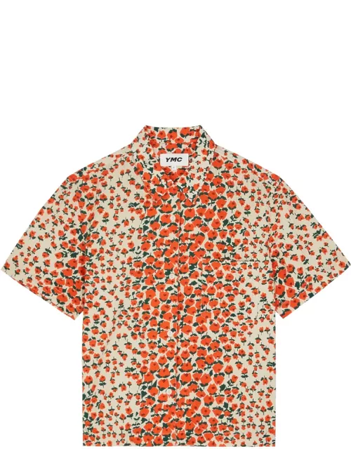 Ymc Vegas Floral-print Cotton Shirt - Orange - M (UK12 / M)