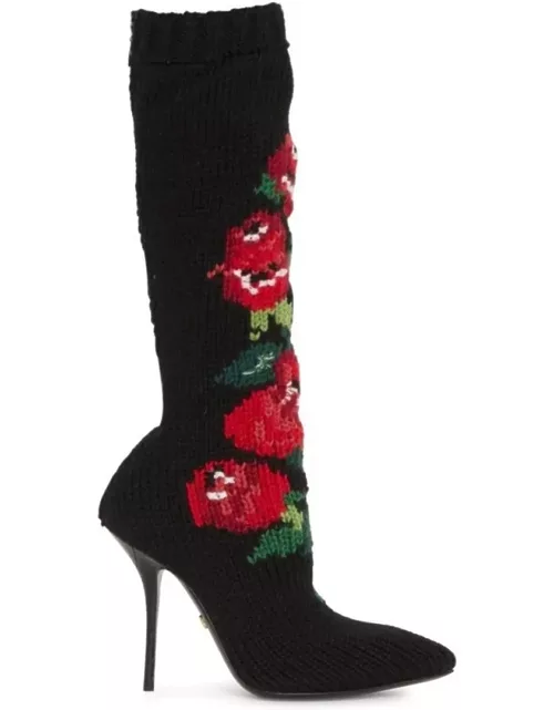 Dolce & Gabbana Wool Flower Boot