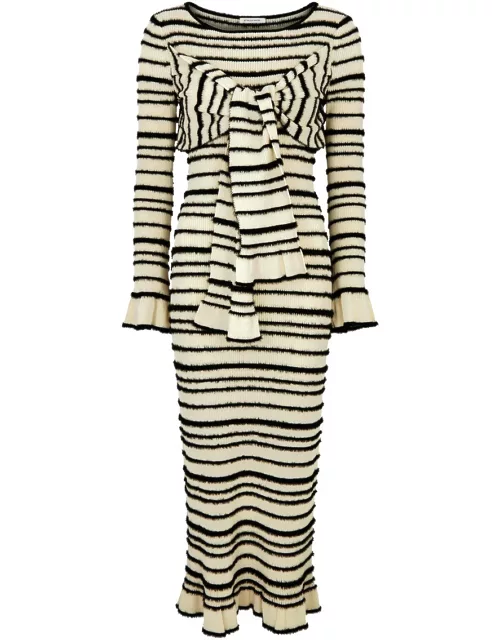 BY Malene Birger Damira Striped Cotton-blend Midi Dress - Black - L (UK14 / L)