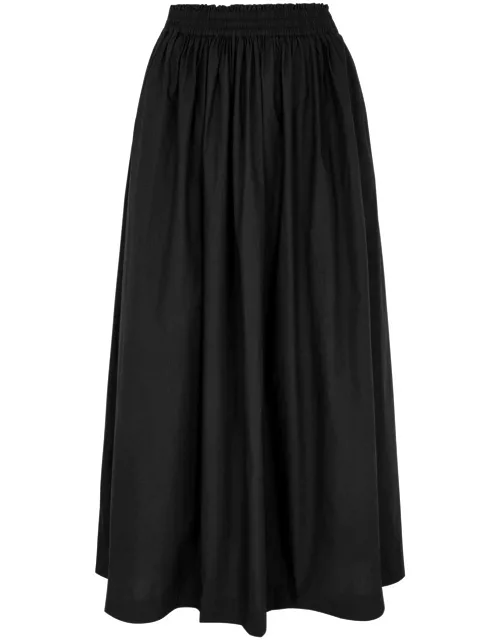 Skall Studio Dagny Pleated Cotton-poplin Midi Skirt - Black - 40 (UK12 / M)