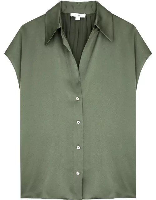 Vince Silk-satin Shirt - Mid Green - XS (UK6 / XS)