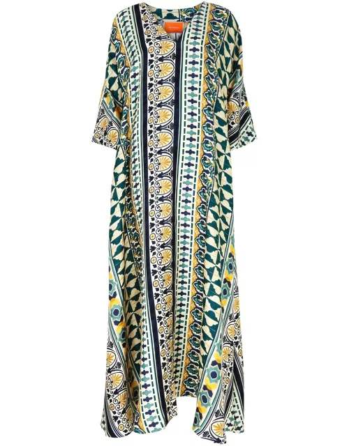 LA Double J MuuMuu Printed Silk-satin Maxi Dress - Multicoloured - L (UK14 / L)