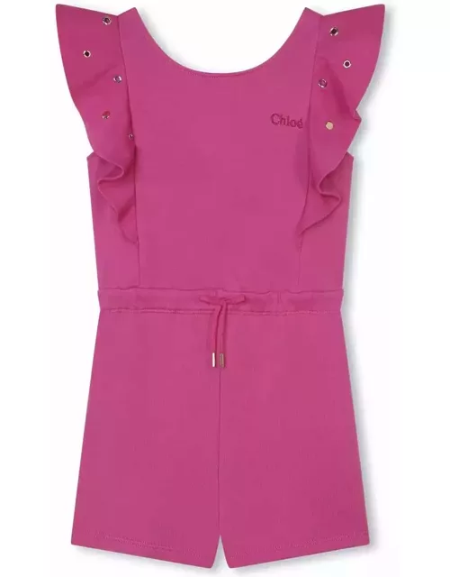Chloé Fuchsia Jumpsuit With Ruffles And Stud