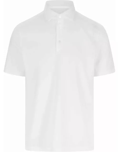 Fedeli White Polo Shirt In Organic Cotton