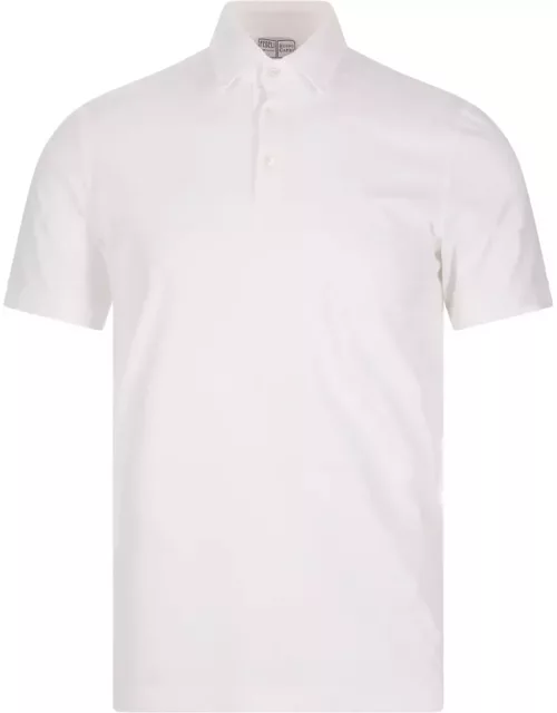 Fedeli Short-sleeved Polo Shirt In White Cotton